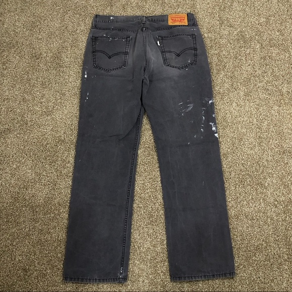 Painterly Distressed Levis Jeans Style 514 Size 34W x 32L Grey w White Splatter - Picture 3 of 6